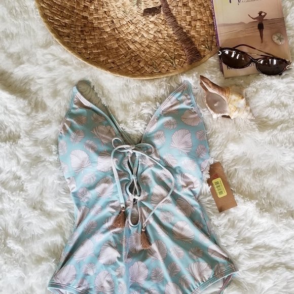 🎉HP🎉Daniel Cremieux Fleur Plunge Maillot 1 Piece Women's Size M Swimsuit NWT - Picture 1 of 16